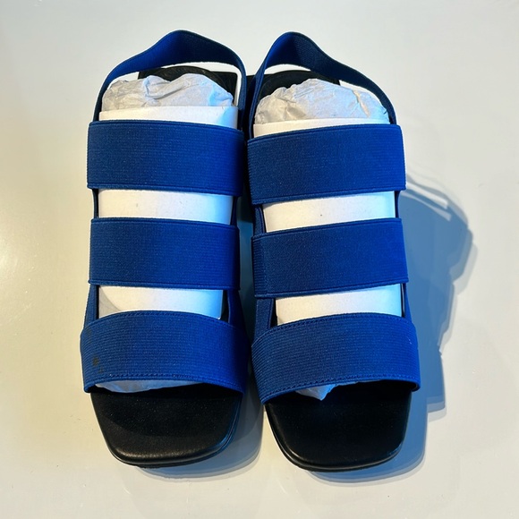 SOLSANA Blue Bolt Heel Elastic Sandals - Picture 4 of 9